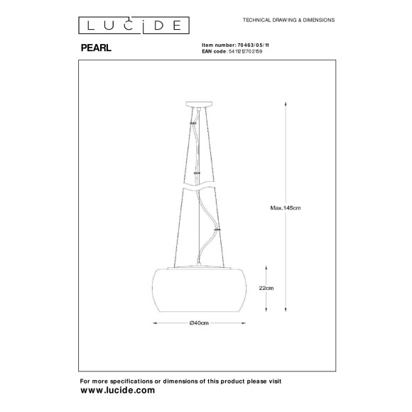 lampa wisząca PEARL 70463/05/11 Lucide | Sklep z lampami lampa wisząca PEARL 70463/05/11 Lucide | Sklep z lampami