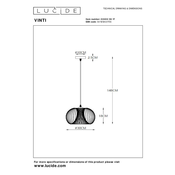 lampa wisząca VINTI 02400/30/17 Lucide | Sklep z lampami lampa wisząca VINTI 02400/30/17 Lucide | Sklep z lampami