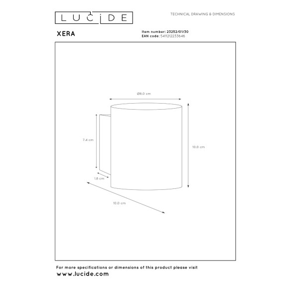 kinkiet XERA 23252/01/30 Lucide | Sklep z lampami kinkiet XERA 23252/01/30 Lucide | Sklep z lampami
