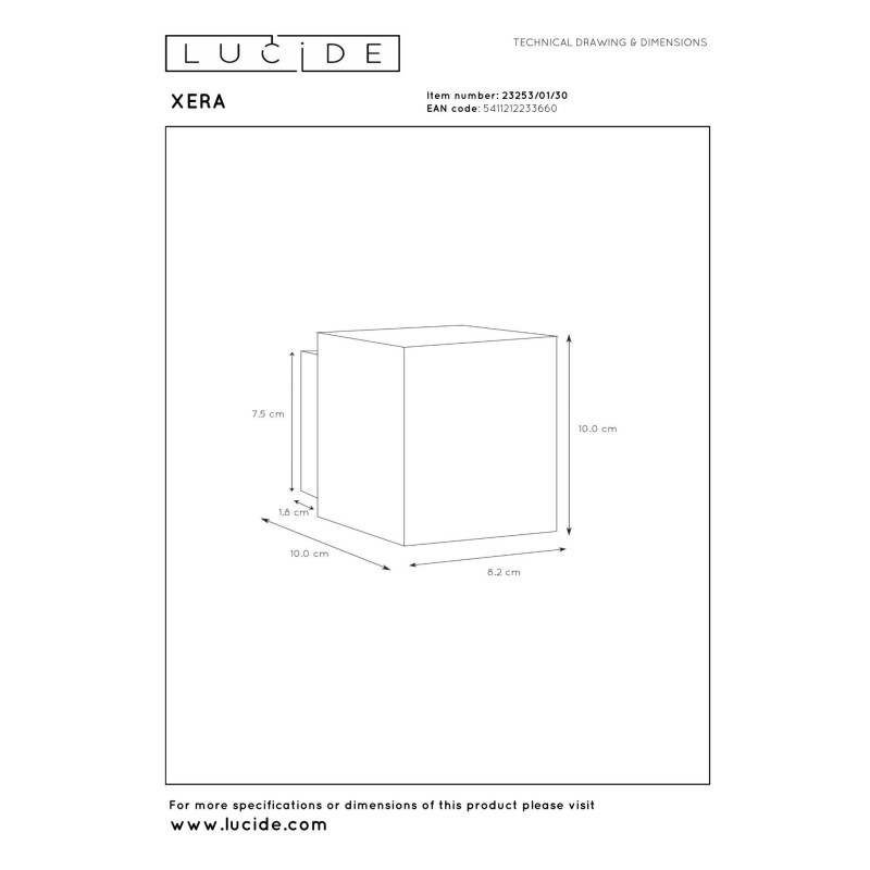 kinkiet XERA 23253/01/30 Lucide | Sklep z lampami kinkiet XERA 23253/01/30 Lucide | Sklep z lampami