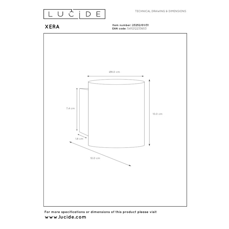 kinkiet XERA 23252/01/31 Lucide | Sklep z lampami kinkiet XERA 23252/01/31 Lucide | Sklep z lampami