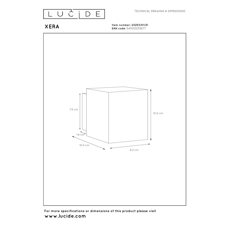 kinkiet XERA 23253/01/31 Lucide | Sklep z lampami kinkiet XERA 23253/01/31 Lucide | Sklep z lampami