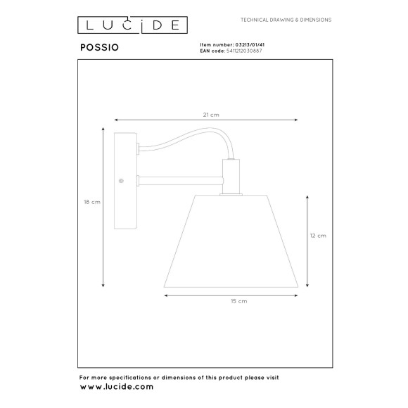 kinkiet POSSIO 03213/01/41 Lucide | Sklep z lampami kinkiet POSSIO 03213/01/41 Lucide | Sklep z lampami