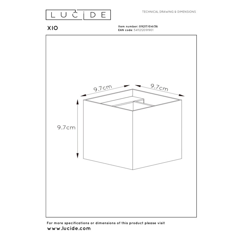 kinkiet XIO 09217/04/36 Lucide | Sklep z lampami kinkiet XIO 09217/04/36 Lucide | Sklep z lampami