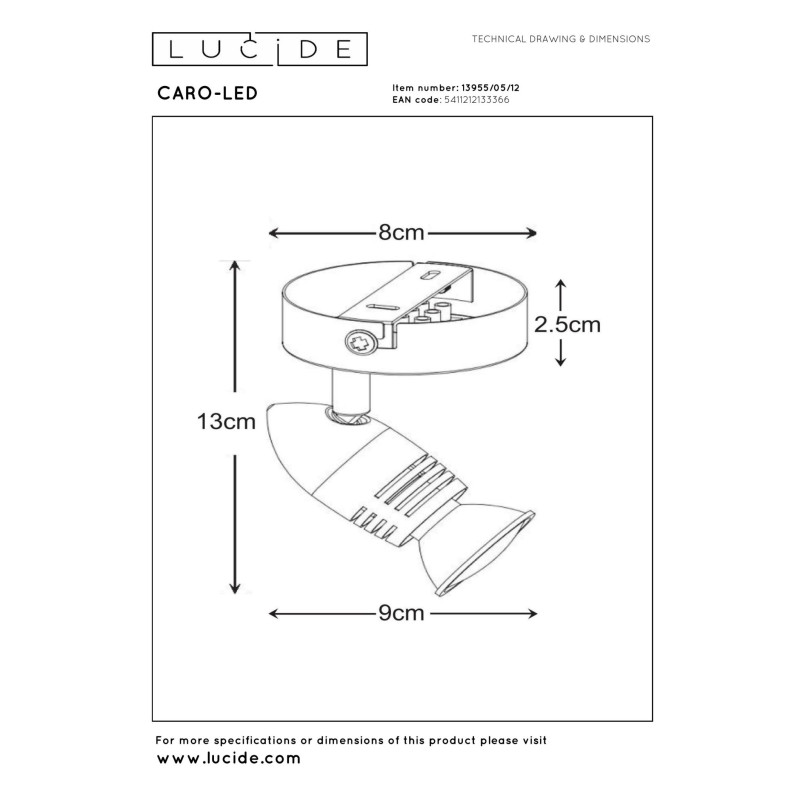 spot CARO-LED 13955/05/12 Lucide | Sklep z lampami spot CARO-LED 13955/05/12 Lucide | Sklep z lampami