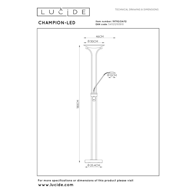 lampa podłogowa CHAMPION-LED 19792/24/12 Lucide | Sklep z lampami
