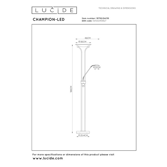 lampa podłogowa CHAMPION-LED 19792/24/30 Lucide | Sklep z lampami