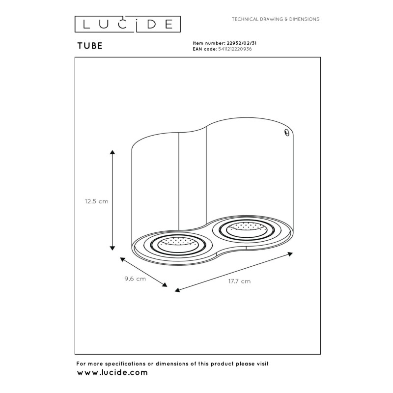spot TUBE 22952/02/31 Lucide | Sklep z lampami spot TUBE 22952/02/31 Lucide | Sklep z lampami