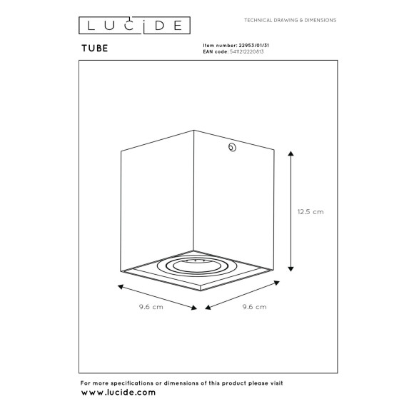 spot Tube 22953/01/31 Lucide | Sklep z lampami spot Tube 22953/01/31 Lucide | Sklep z lampami