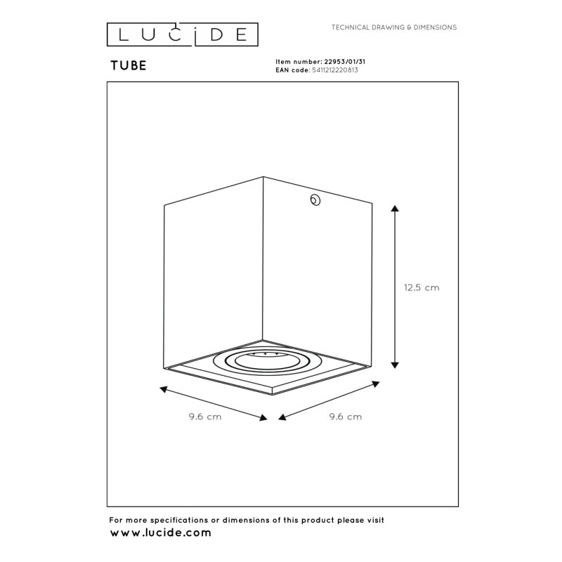 spot Tube 22953/01/31 Lucide | Sklep z lampami spot Tube 22953/01/31 Lucide | Sklep z lampami