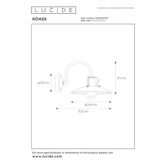 kinkiet RÖMER 30276/01/38 Lucide | Sklep z lampami kinkiet RÖMER 30276/01/38 Lucide | Sklep z lampami
