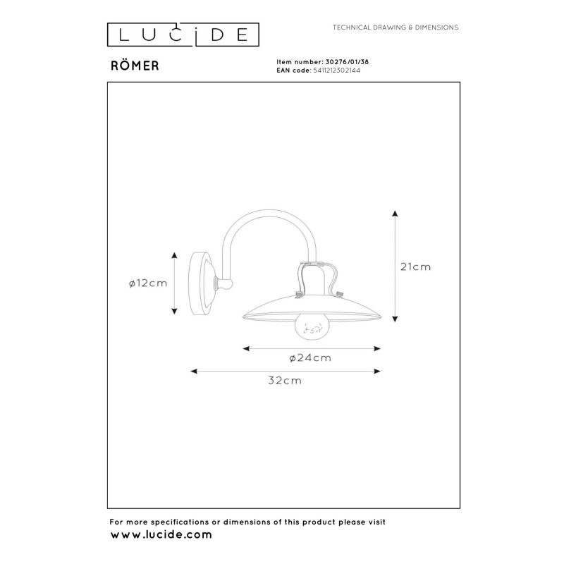 kinkiet RÖMER 30276/01/38 Lucide | Sklep z lampami kinkiet RÖMER 30276/01/38 Lucide | Sklep z lampami