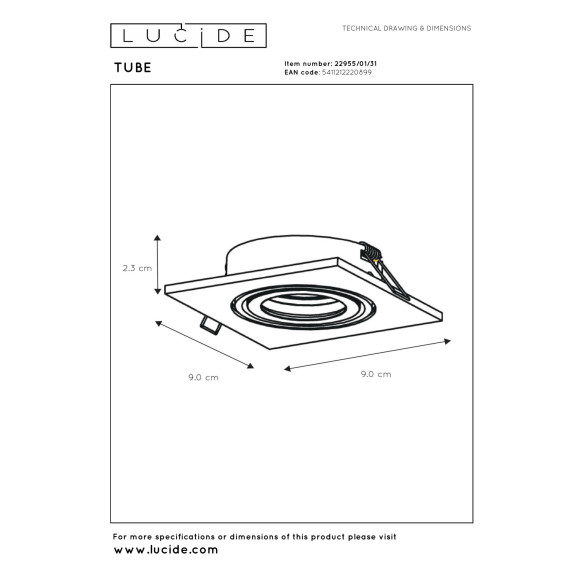 oczko sufitowe TUBE 22955/01/31 Lucide | Sklep z lampami oczko sufitowe TUBE 22955/01/31 Lucide | Sklep z lampami