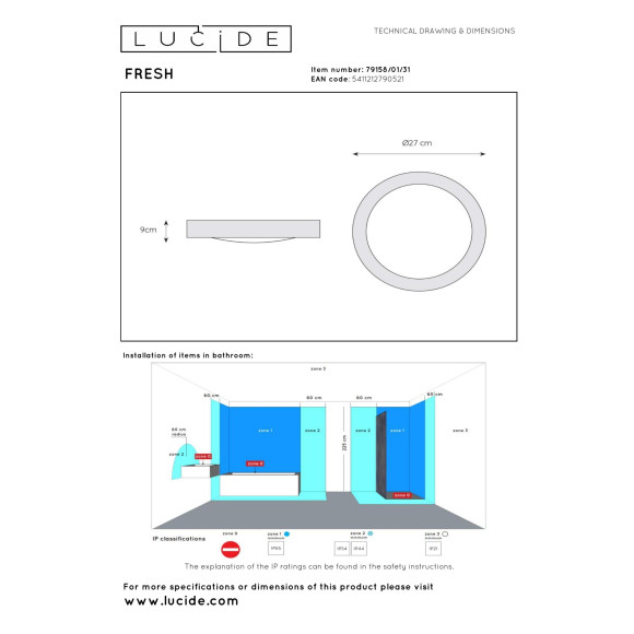 lampa FRESH 79158/01/31 Lucide | Sklep z lampami lampa FRESH 79158/01/31 Lucide | Sklep z lampami