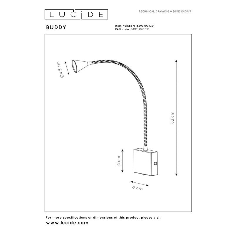 kinkiet BUDDY 18293/03/30 Lucide | Sklep z lampami kinkiet BUDDY 18293/03/30 Lucide | Sklep z lampami