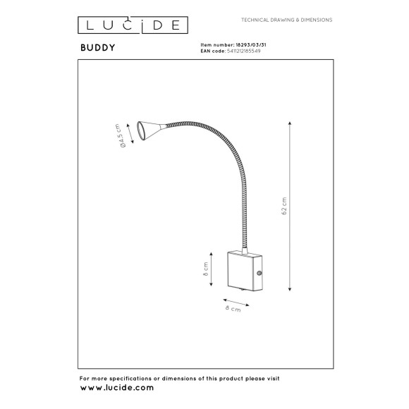 kinkiet BUDDY 18293/03/31 Lucide | Sklep z lampami kinkiet BUDDY 18293/03/31 Lucide | Sklep z lampami