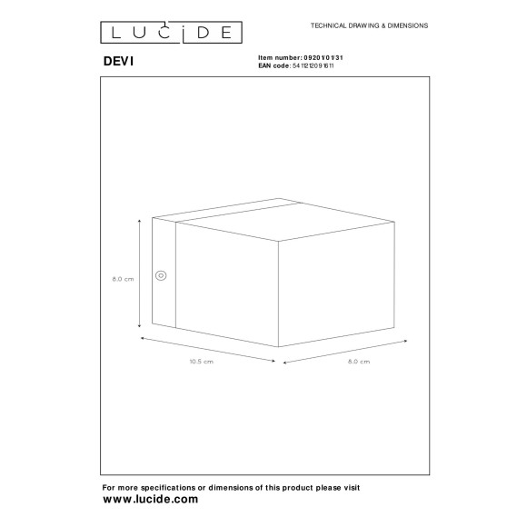kinkiet DEVI 09201/01/31 Lucide | Sklep z lampami kinkiet DEVI 09201/01/31 Lucide | Sklep z lampami