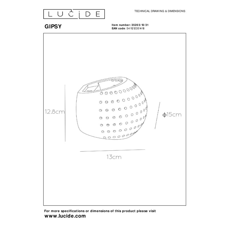 kinkiet GIPSY 35203/13/31 Lucide | Sklep z lampami kinkiet GIPSY 35203/13/31 Lucide | Sklep z lampami