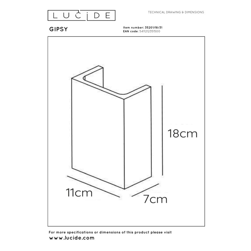 kinkiet GIPSY 35201/18/31 Lucide | Sklep z lampami kinkiet GIPSY 35201/18/31 Lucide | Sklep z lampami