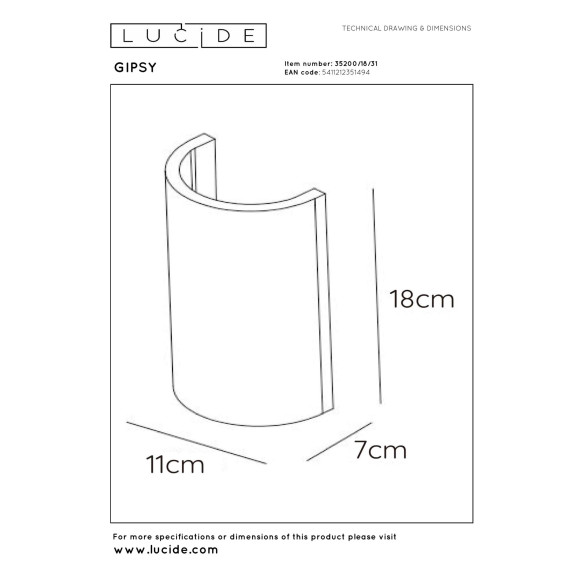kinkiet GIPSY 35200/18/31 Lucide | Sklep z lampami kinkiet GIPSY 35200/18/31 Lucide | Sklep z lampami