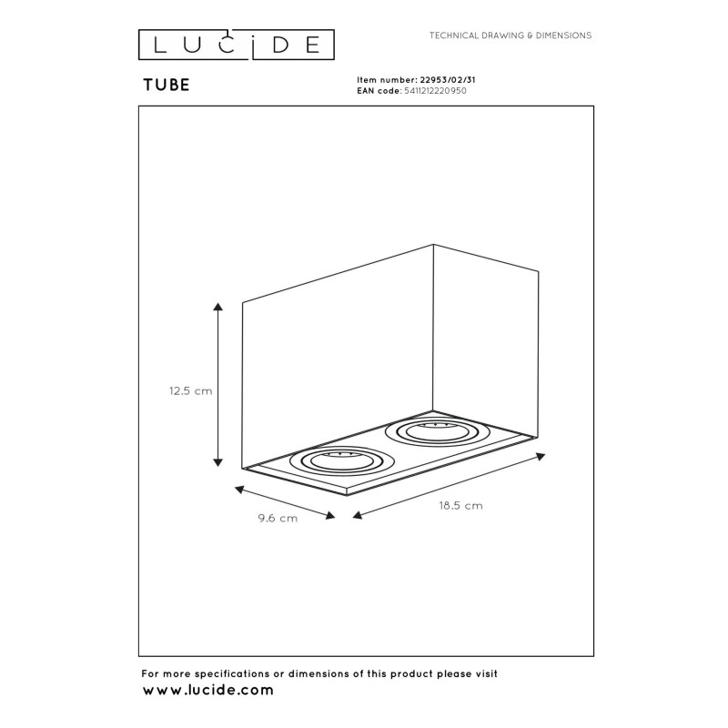 spot TUBE 22953/02/31 Lucide | Sklep z lampami spot TUBE 22953/02/31 Lucide | Sklep z lampami