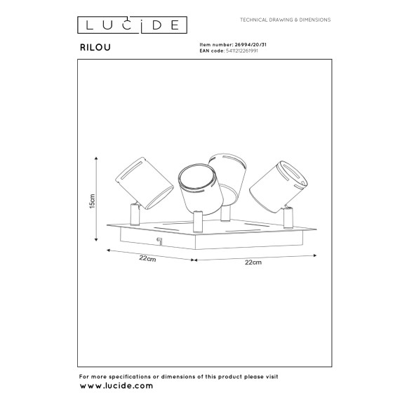 lampa sufitowa RILOU 26994/20/31 Lucide | Sklep z lampami lampa sufitowa RILOU 26994/20/31 Lucide | Sklep z lampami