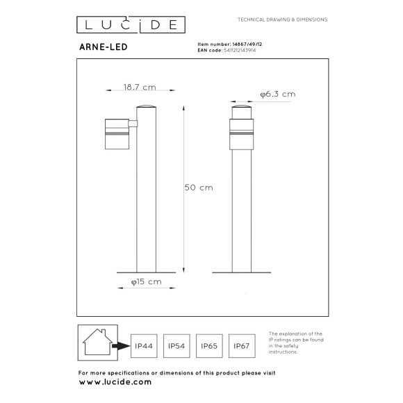 lampa ARNE-LED 14867/49/12 Lucide | Sklep z lampami lampa ARNE-LED 14867/49/12 Lucide | Sklep z lampami