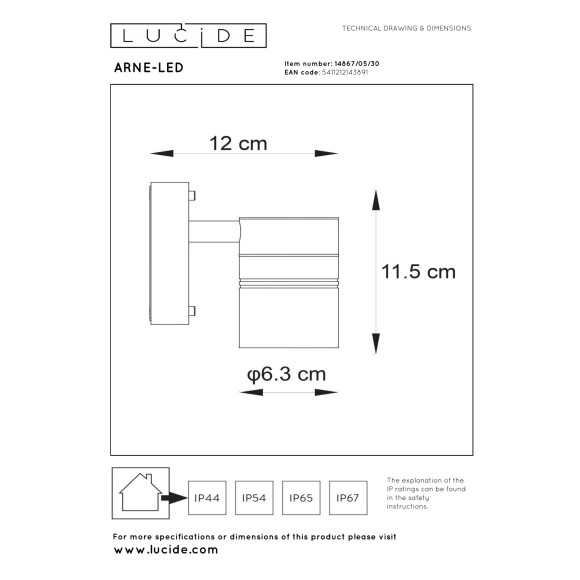lampa ARNE-LED 14867/05/30 Lucide | Sklep z lampami lampa ARNE-LED 14867/05/30 Lucide | Sklep z lampami