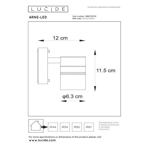 lampa ARNE-LED 14867/05/12 Lucide | Sklep z lampami lampa ARNE-LED 14867/05/12 Lucide | Sklep z lampami
