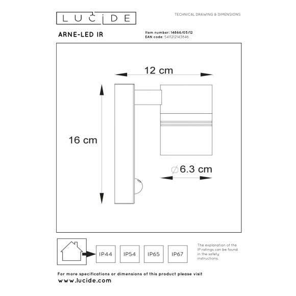 lampa ARNE-LED 14866/05/12 Lucide | Sklep z lampami lampa ARNE-LED 14866/05/12 Lucide | Sklep z lampami