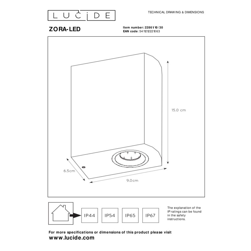 lampa ZORA-LED 22861/10/30 Lucide | Sklep z lampami lampa ZORA-LED 22861/10/30 Lucide | Sklep z lampami