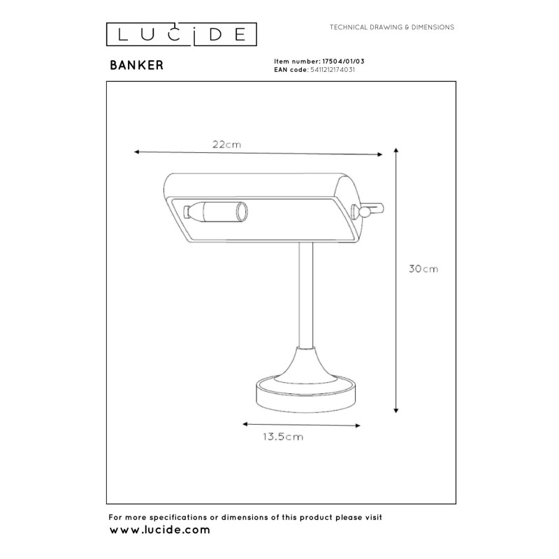 lampa stołowa BANKER 17504/01/03 Lucide | Sklep z lampami lampa stołowa BANKER 17504/01/03 Lucide | Sklep z lampami