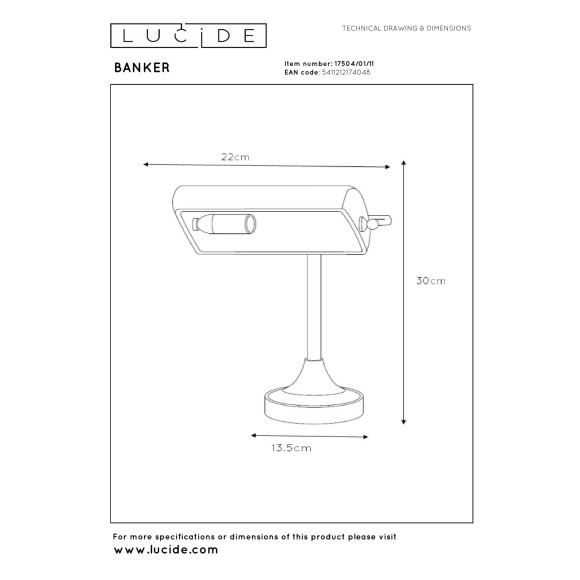 lampa stołowa BANKER 17504/01/11 Lucide | Sklep z lampami lampa stołowa BANKER 17504/01/11 Lucide | Sklep z lampami