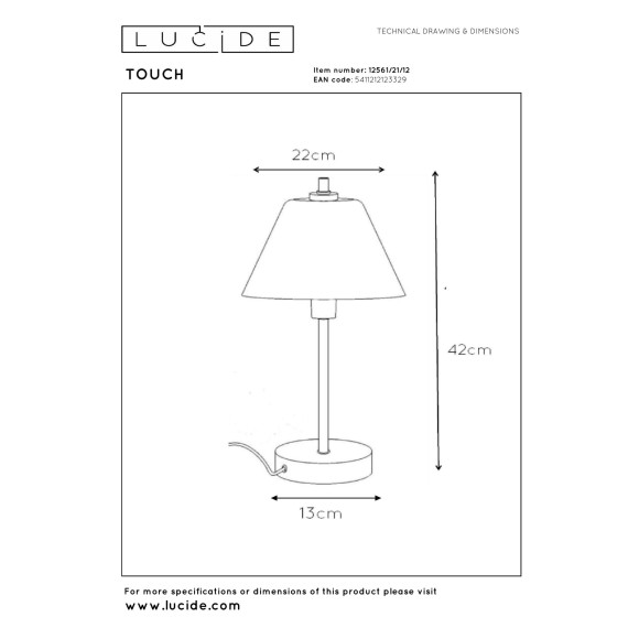 lampa stołowa TOUCH 12561/21/12 Lucide | Sklep z lampami lampa stołowa TOUCH 12561/21/12 Lucide | Sklep z lampami