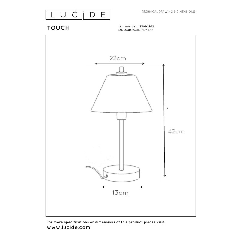 lampa stołowa TOUCH 12561/21/12 Lucide | Sklep z lampami lampa stołowa TOUCH 12561/21/12 Lucide | Sklep z lampami