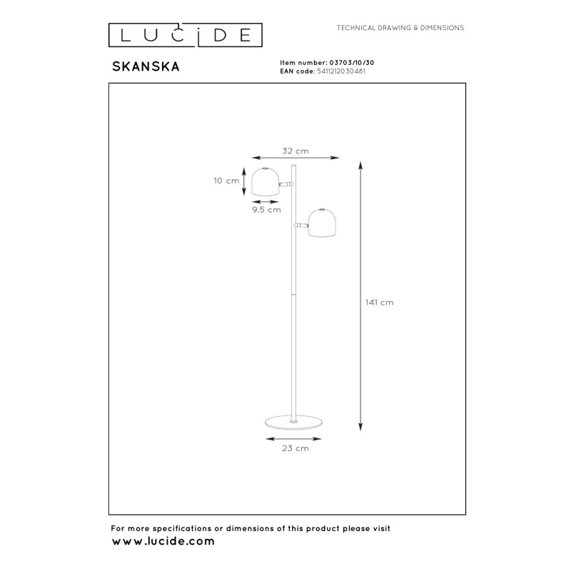 lampa podłogowa SKANSKA-LED 03703/10/30 Lucide | Sklep z lampami