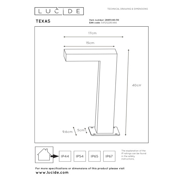lampa TEXAS 28851/40/30 Lucide | Sklep z lampami lampa TEXAS 28851/40/30 Lucide | Sklep z lampami