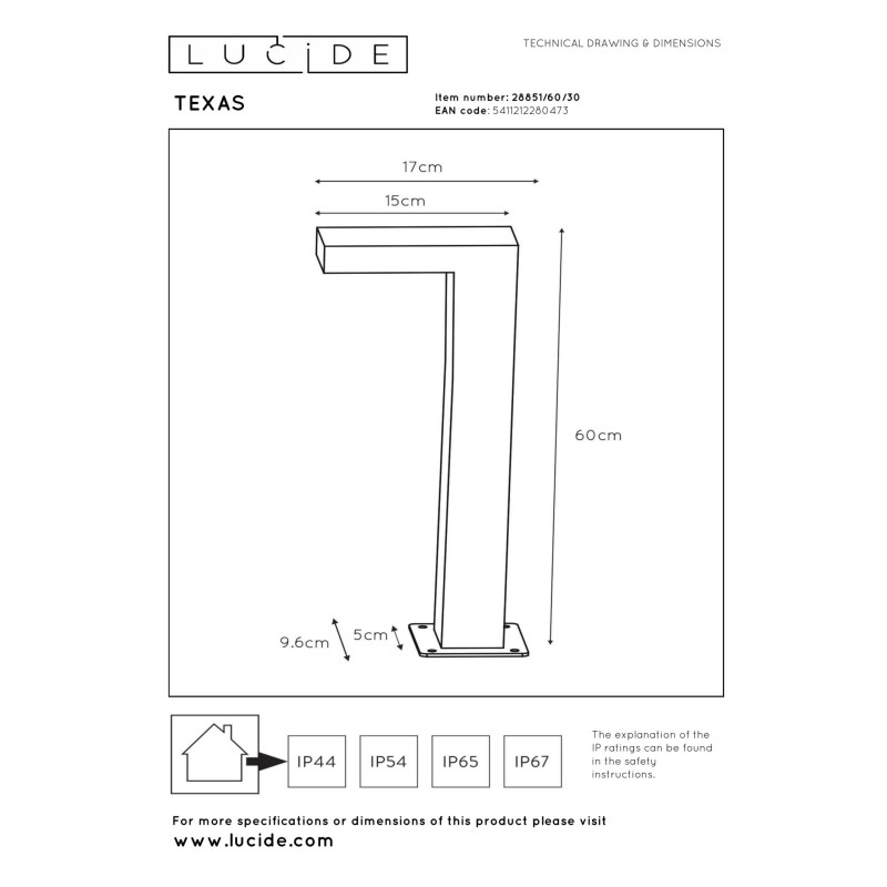lampa TEXAS 28851/60/30 Lucide | Sklep z lampami lampa TEXAS 28851/60/30 Lucide | Sklep z lampami
