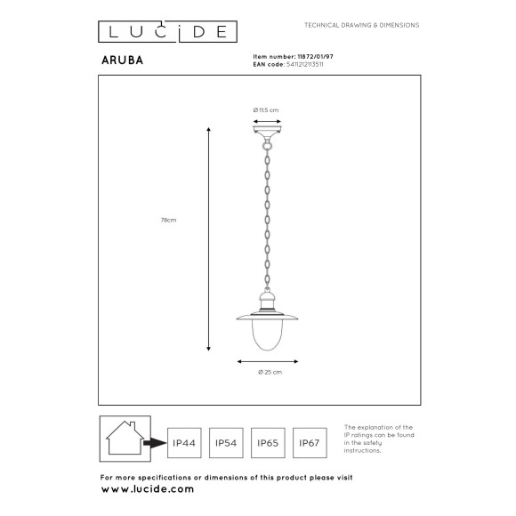 lampa wisząca ARUBA 11872/01/97 Lucide | Sklep z lampami lampa wisząca ARUBA 11872/01/97 Lucide | Sklep z lampami