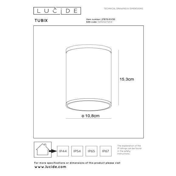 lampa TUBIX 27870/01/30 Lucide | Sklep z lampami