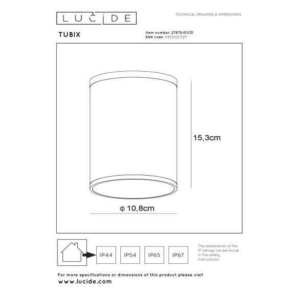 lampa TUBIX 27870/01/31 Lucide | Sklep z lampami lampa TUBIX 27870/01/31 Lucide | Sklep z lampami