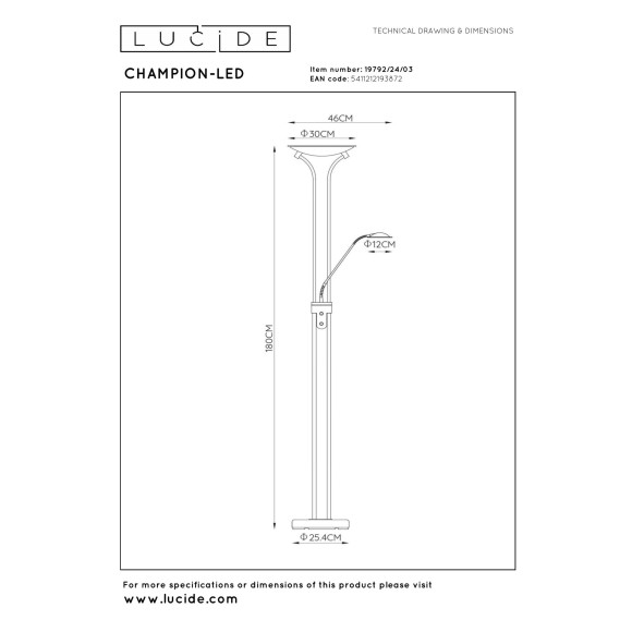 lampa podłogowa CHAMPION-LED 19792/24/03 Lucide | Sklep z lampami lampa podłogowa CHAMPION-LED 19792/24/03 Lucide | Sklep z lampami