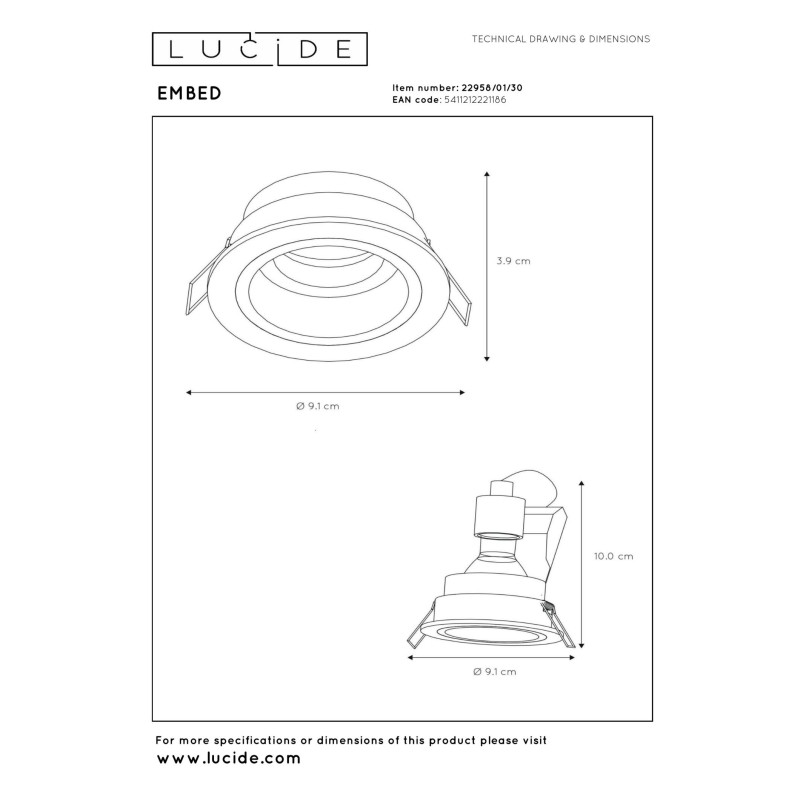 oczko sufitowe EMBED 22958/01/30 Lucide | Sklep z lampami oczko sufitowe EMBED 22958/01/30 Lucide | Sklep z lampami