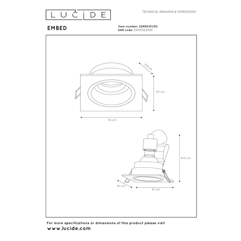 oczko sufitowe EMBED 22959/01/30 Lucide | Sklep z lampami oczko sufitowe EMBED 22959/01/30 Lucide | Sklep z lampami