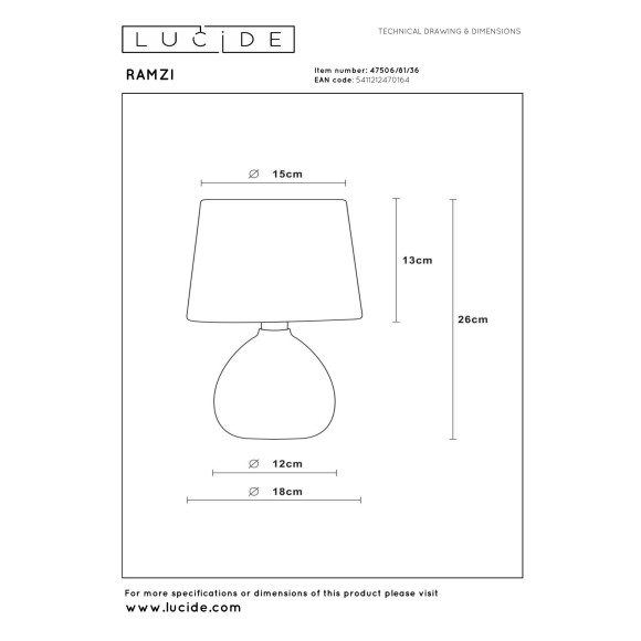 lampa stołowa RAMZI 47506/81/36 Lucide | Sklep z lampami lampa stołowa RAMZI 47506/81/36 Lucide | Sklep z lampami
