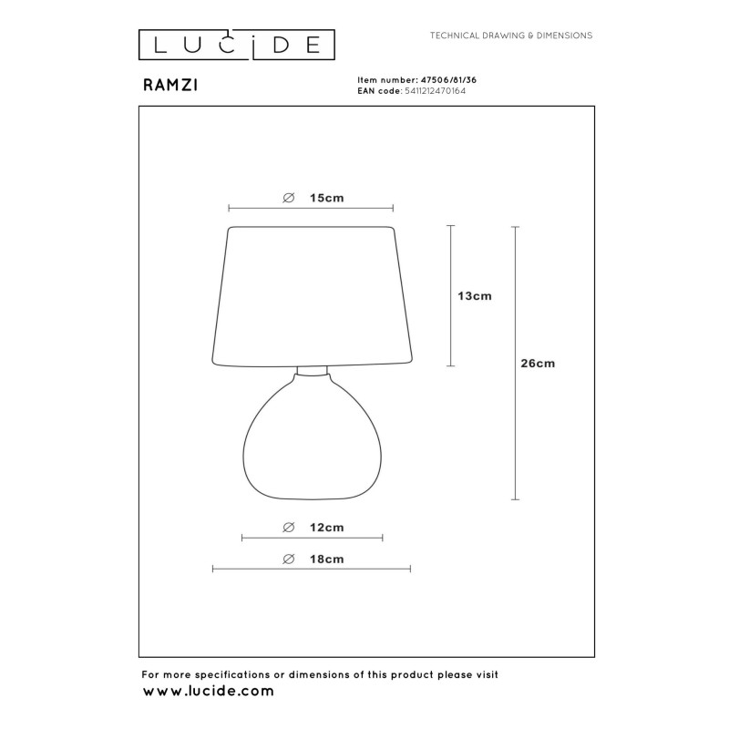 lampa stołowa RAMZI 47506/81/36 Lucide | Sklep z lampami lampa stołowa RAMZI 47506/81/36 Lucide | Sklep z lampami