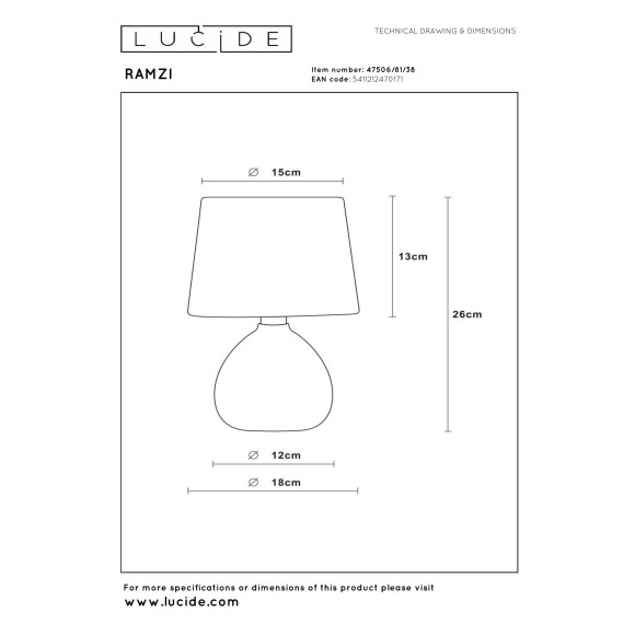 lampa stołowa RAMZI 47506/81/38 Lucide | Sklep z lampami lampa stołowa RAMZI 47506/81/38 Lucide | Sklep z lampami