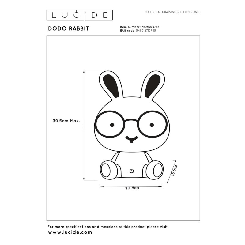 lampa stołowa DODO Rabbit 71591/03/66 Lucide | Sklep z lampami lampa stołowa DODO Rabbit 71591/03/66 Lucide | Sklep z lampami