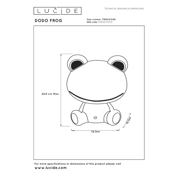 lampa stołowa DODO Frog 71592/03/85 Lucide | Sklep z lampami lampa stołowa DODO Frog 71592/03/85 Lucide | Sklep z lampami