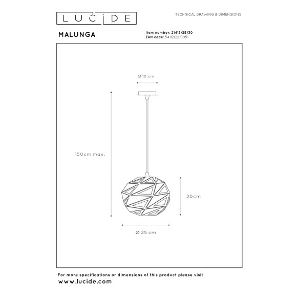 lampa wisząca MALUNGA 21415/25/30 Lucide | Sklep z lampami lampa wisząca MALUNGA 21415/25/30 Lucide | Sklep z lampami